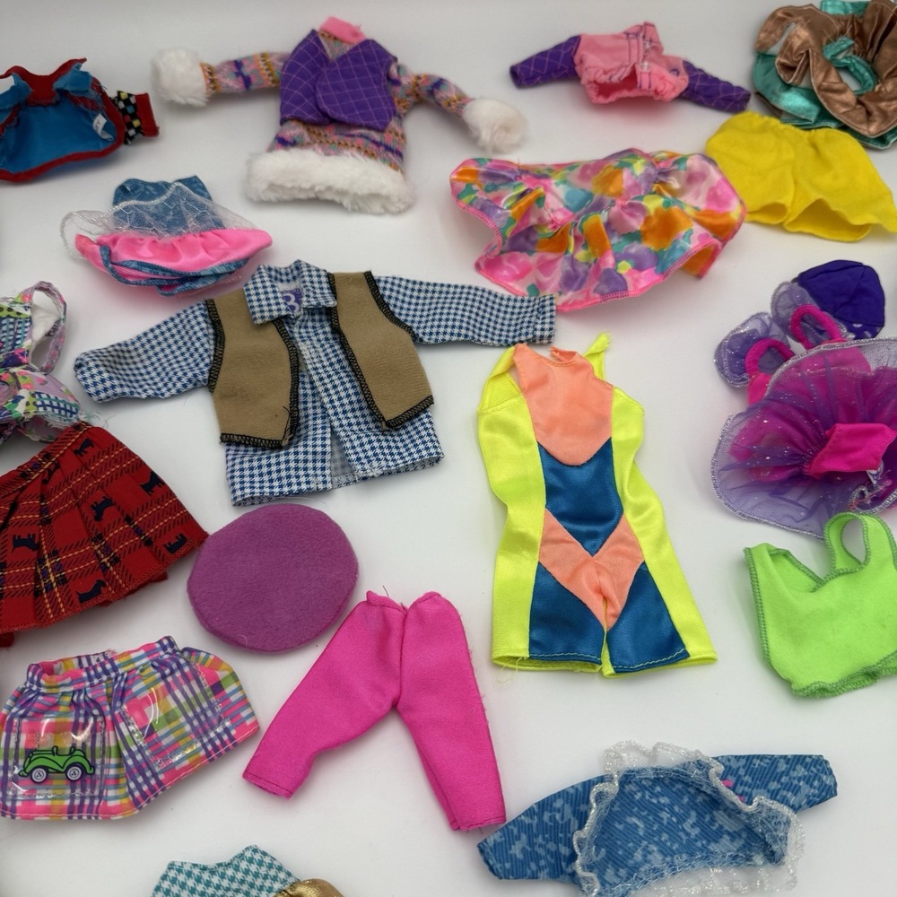 Vtg Barbie Clothes Ken Skipper 35 Pieces Barbie Tag Hat Shirt Neon Disney Outfit